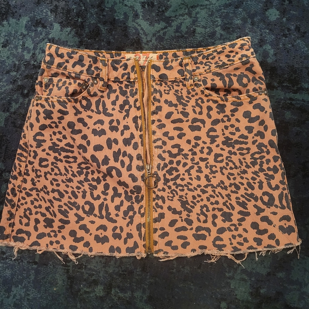 We The Free Tan Mini Skirt Leapord